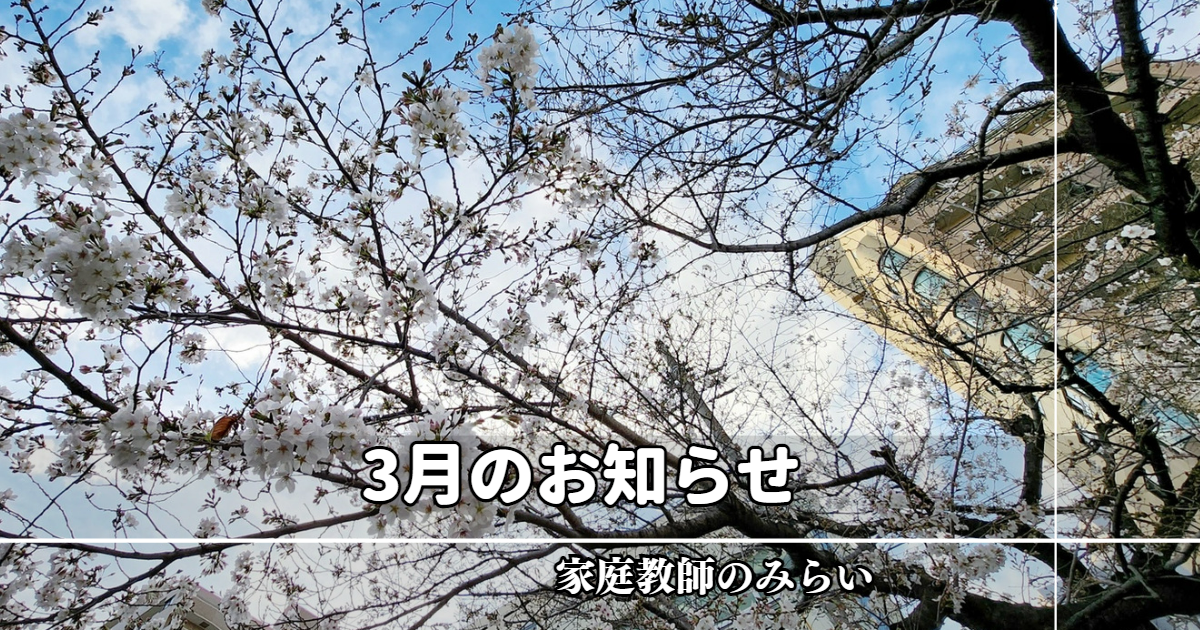 2023年3月のお知らせ